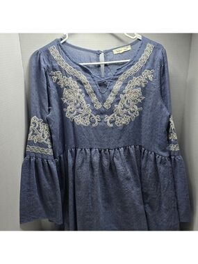 Indigo Soul Blue Embroidered Blouse